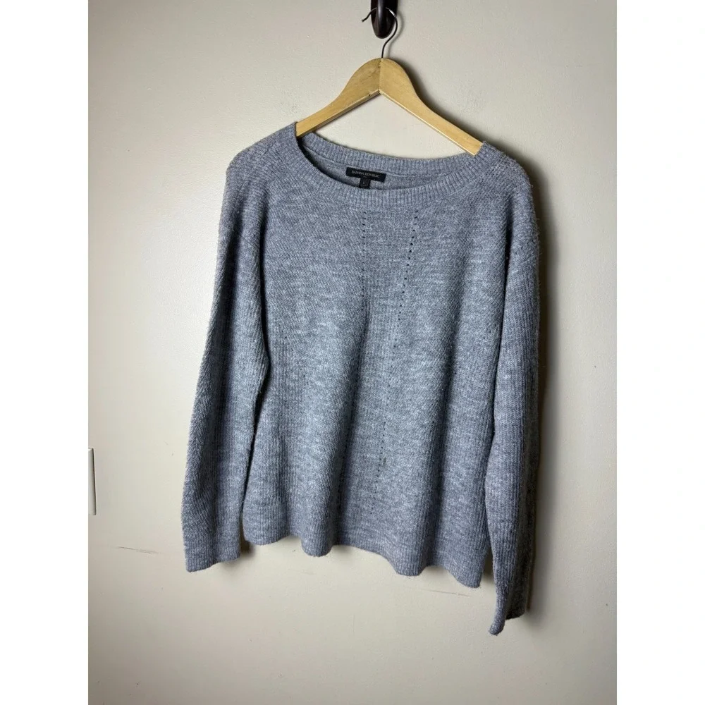 Banana Republic Sweater Mens L Gray Casual Preppy Cotton Blend